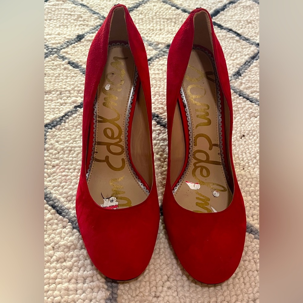 Sam Edelman Red Suede Heels size 8 1/2